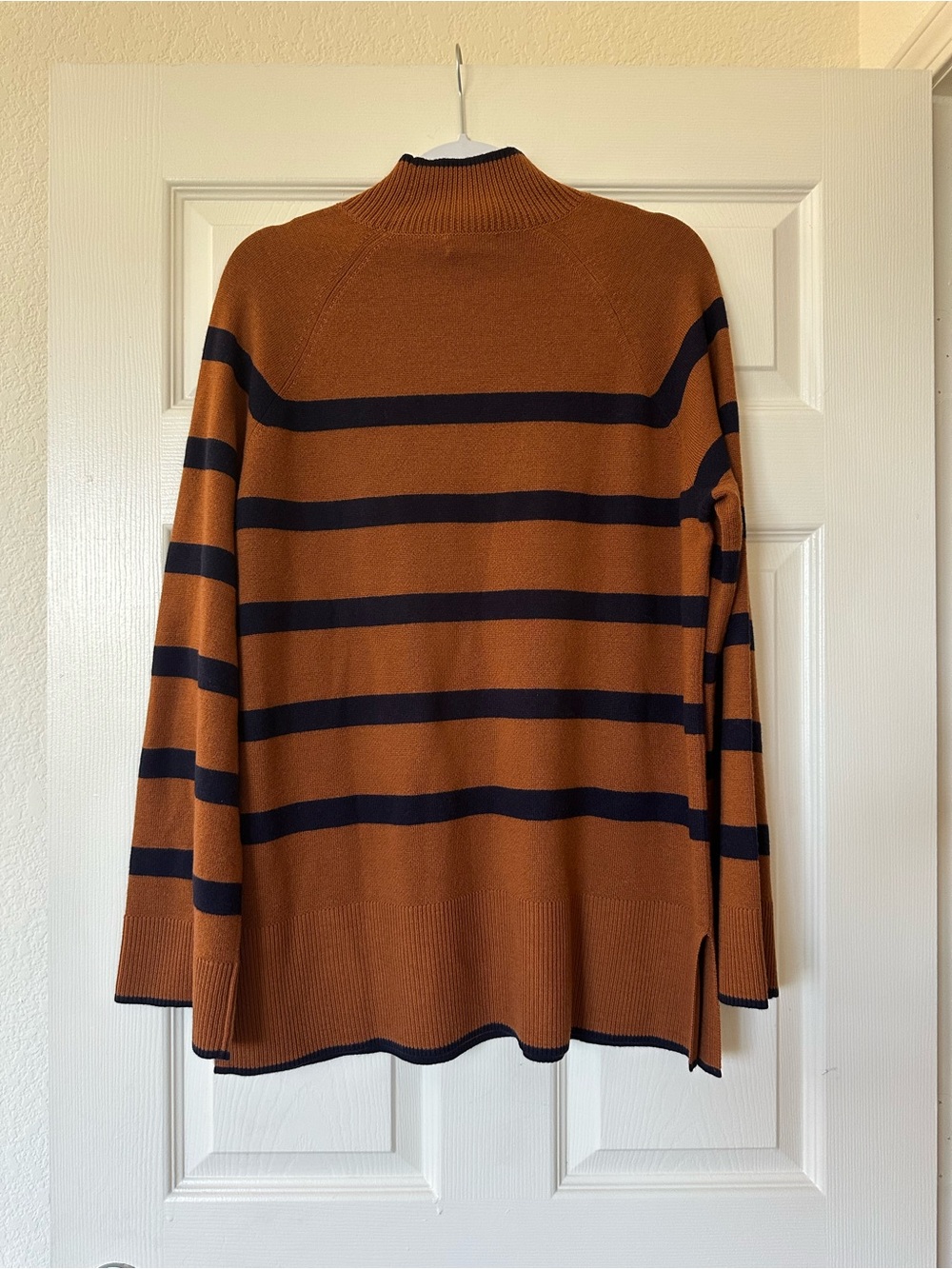 NWT Vineyard Vines Cashmere Merino Blend Brenton Stripe Mock Neck Sweater Spice - Picture 5 of 6